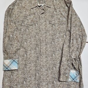 Roper Men's Paisley Dress Shirt - Brown and Blue